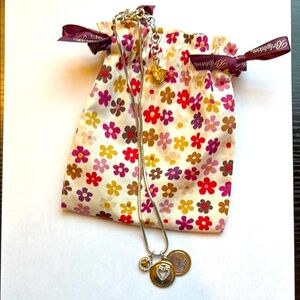 Brighton Silver Necklace w/ Silver & Gold Love/ Happy/ Peace charms ❤️ ☮️